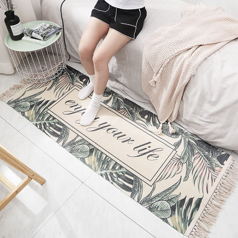 Classic Multi Color Tropical Rug Polyster Plant Printed Area Rug Anti-Slip Backing Machine Washable Carpet for Bedroom Clearhalo 'Area Rug' 'Rug' 2241807