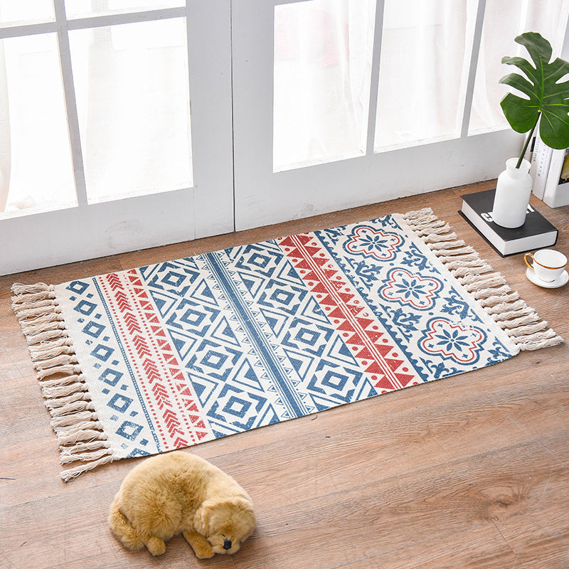 Southwestern Bedroom Rug Multi Color Geometric Print Rug Polypropylene Machine Washable Carpet with Fringe Clearhalo 'Area Rug' 'Rugs' 'Southwestern' Rug' 2241815