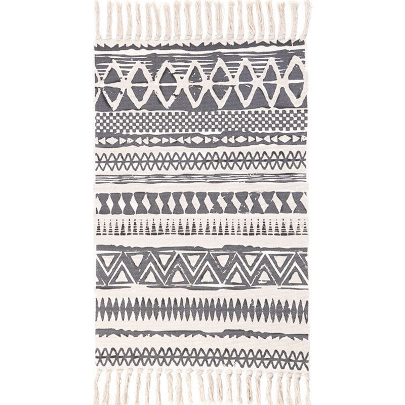 Southwestern Bedroom Rug Multi Color Geometric Print Rug Polypropylene Machine Washable Carpet with Fringe Grey Clearhalo 'Area Rug' 'Rugs' 'Southwestern' Rug' 2241818