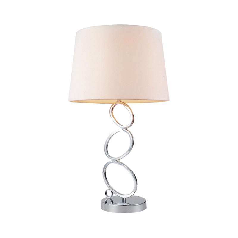 1 Light Drum Desk Lamp Traditional White Fabric Task Lighting for Bedroom with Ring Clearhalo 'Lamps' 'Table Lamps' Lighting' 224219