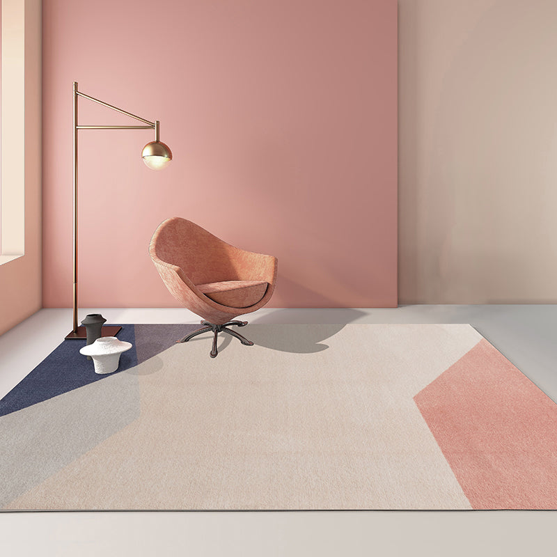 Light Pink Decor Rug Creative Color Block Area Carpet Polyster Pet Friendly Stain-Resistant Rug Light Pink Clearhalo 'Area Rug' 'Rug' 2242210