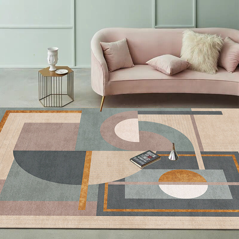 Morandi Color Geometric Rug Synthetics Western Area Rug Non-Slip Backing Machine Washable Carpet for Parlor Clearhalo 'Area Rug' 'Rug' 2242215