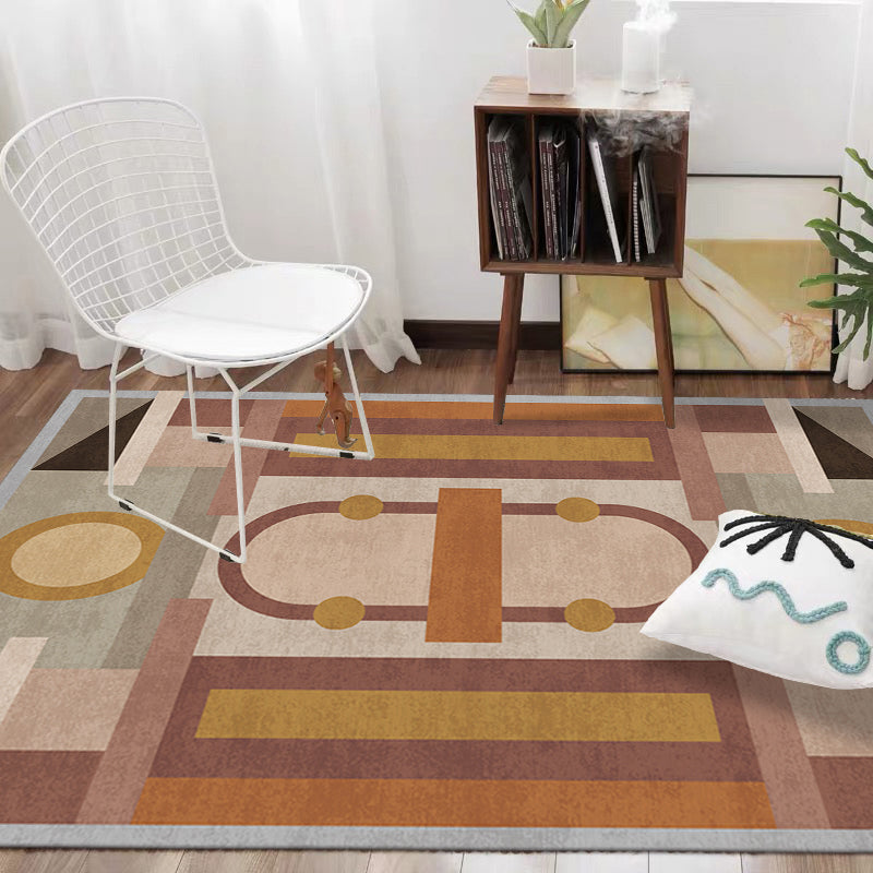 Morandi Color Geometric Rug Synthetics Western Area Rug Non-Slip Backing Machine Washable Carpet for Parlor Clearhalo 'Area Rug' 'Rug' 2242223