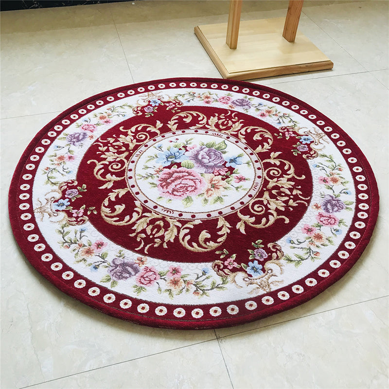 Multi Color Vintage Rug Polypropylene Floral Print Carpet Non-Slip Machine Washable Rug for Decoration Burgundy Clearhalo 'Area Rug' 'Rugs' 'Vintage' Rug' 2242276