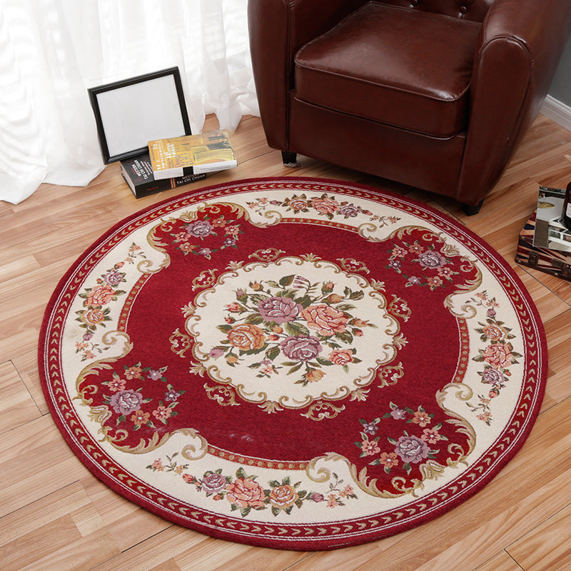 Vintage Multi Color Floral Rug Synthetics Americana Carpet Non-Slip Pet Friendly Indoor Rug for Room Crimson Clearhalo 'Area Rug' 'Rugs' 'Vintage' Rug' 2242291