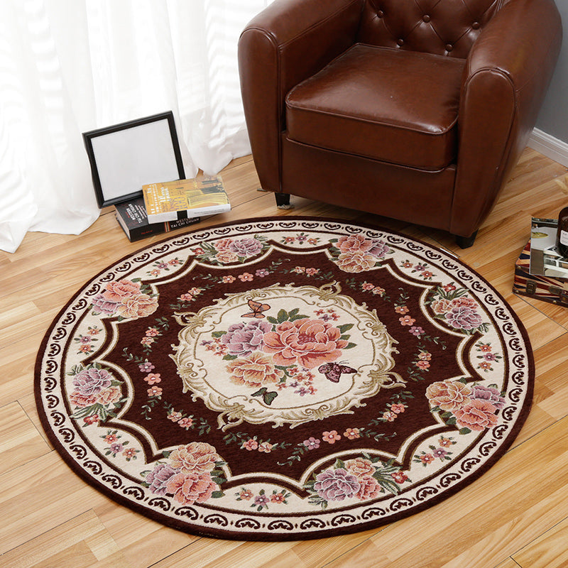 Vintage Multi Color Floral Rug Synthetics Americana Carpet Non-Slip Pet Friendly Indoor Rug for Room Dark Coffee Clearhalo 'Area Rug' 'Rugs' 'Vintage' Rug' 2242293