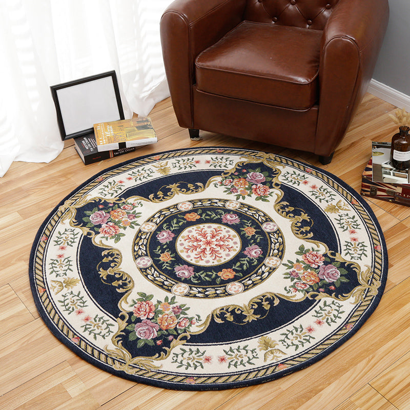 Vintage Multi Color Floral Rug Synthetics Americana Carpet Non-Slip Pet Friendly Indoor Rug for Room Dark Blue Clearhalo 'Area Rug' 'Rugs' 'Vintage' Rug' 2242302