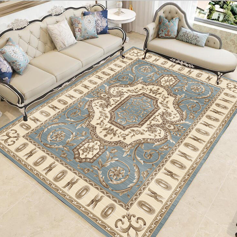 Multicolor Vintage Rug Polypropylene Geometric Area Rug Anti-Slip Backing Washable Carpet for Room Light Blue Clearhalo 'Area Rug' 'Rugs' 'Vintage' Rug' 2242407