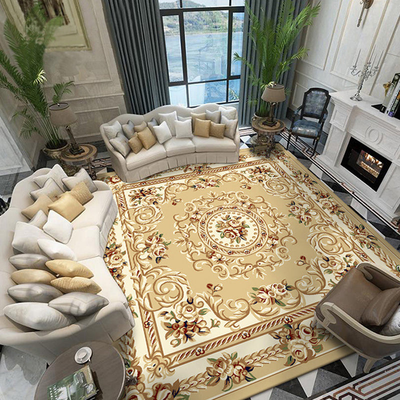 Retro Living Room Rug Multi Color Floral Indoor Rug Polypropylene Pet Friendly Washable Easy Care Carpet Beige Clearhalo 'Area Rug' 'Rugs' 'Vintage' Rug' 2242540