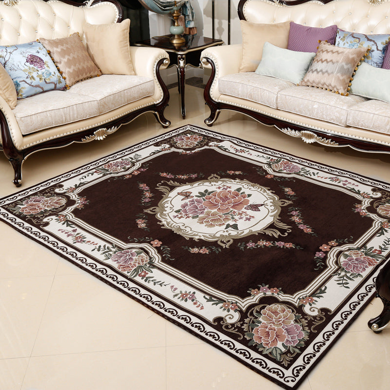 Retro Floral Printed Rug Multi-Color Luxury Area Carpet Synthetics Pet Friendly Easy Care Indoor Rug for Living Room Coffee Clearhalo 'Area Rug' 'Rugs' 'Vintage' Rug' 2242568