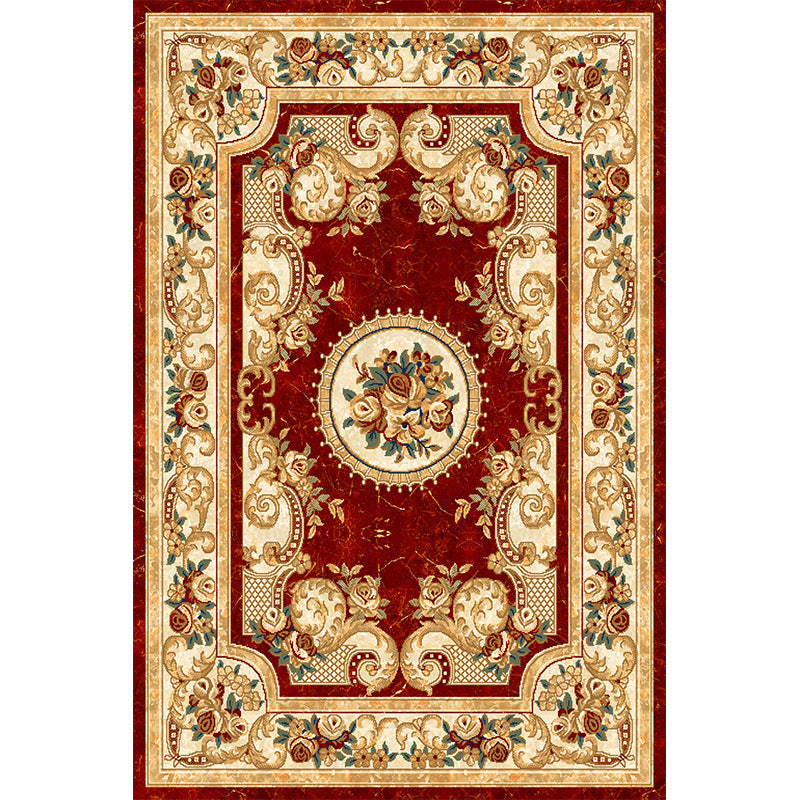 Shabby Chic Floral Print Rug Multi-Color Polyster Area Rug Anti-Slip Pet Friendly Carpet for Living Room Red Clearhalo 'Area Rug' 'Rugs' 'Vintage' Rug' 2242729