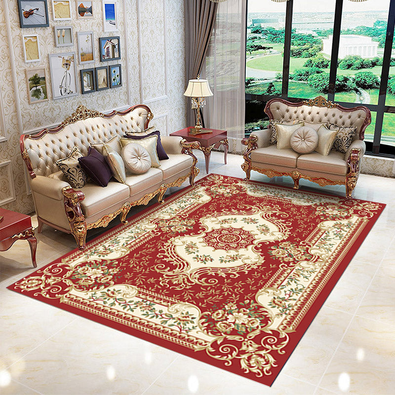 Vintage Home Decoration Rug Multi-Color Floral Pattern Carpet Polypropylene Non-Slip Backing Pet Friendly Rug Red Clearhalo 'Area Rug' 'Rugs' 'Vintage' Rug' 2242740