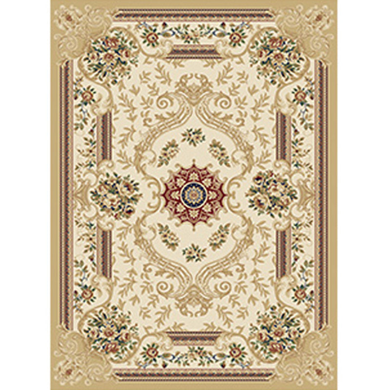 Multi Colored Western Rug Polyster Floral Printed Indoor Rug Pet Friendly Easy Care Washable Carpet for Bedroom Beige 5'3