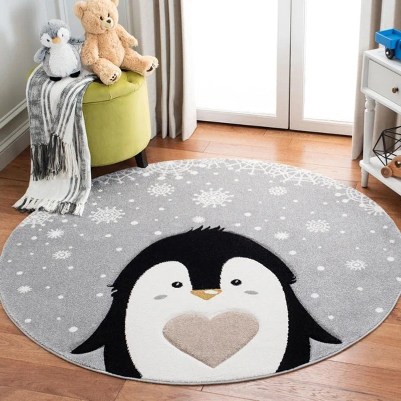 Multi Colored Cartoon Rug Polyster Lovely Indoor Rug Easy Care Pet Friendly Area Carpet for Childrens Black-White Clearhalo 'Area Rug' 'Rug' 2244660