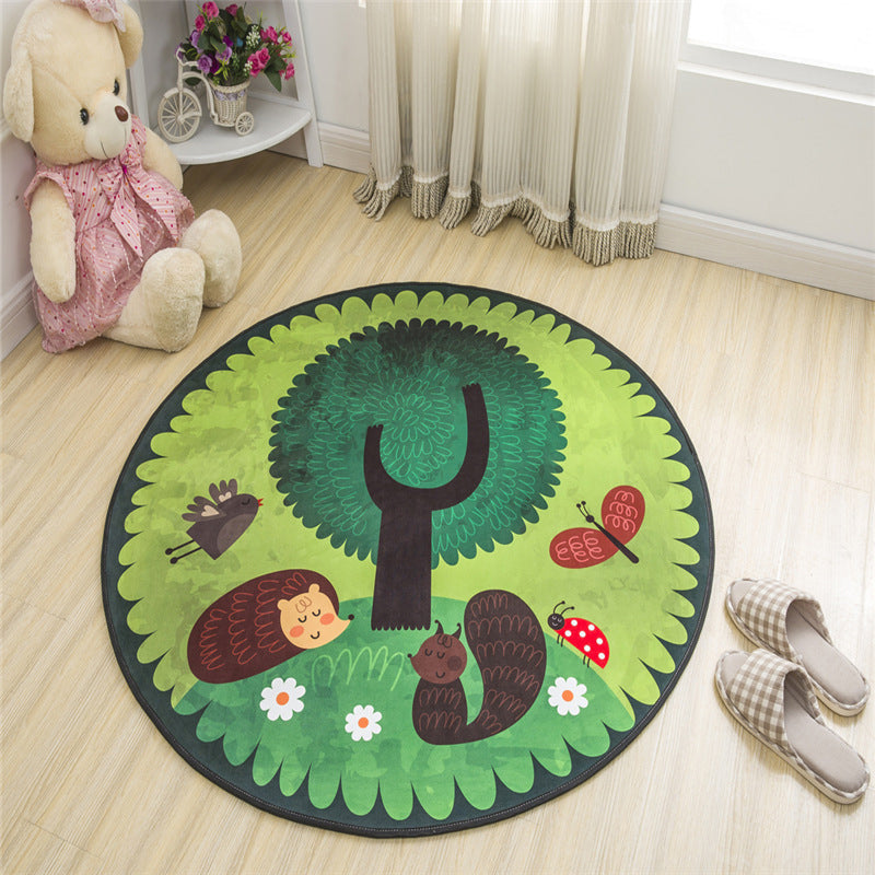 Nordic Kids Bedroom Rug Multi Colored Cartoon Print Rug Polyster Non-Slip Backing Machine Washable Carpet Green Clearhalo 'Area Rug' 'Rug' 2244759