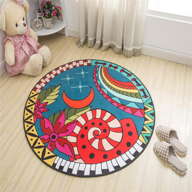 Nordic Kids Bedroom Rug Multi Colored Cartoon Print Rug Polyster Non-Slip Backing Machine Washable Carpet Blue Clearhalo 'Area Rug' 'Rug' 2244761