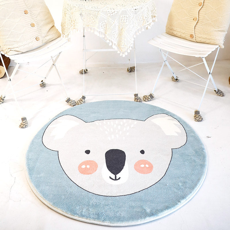 Casual Cartoon Print Rug Multi Colored Polypropylene Area Rug Non-Slip Machine Washable Carpet for Bedroom Sky Blue Clearhalo 'Area Rug' 'Rug' 2244796