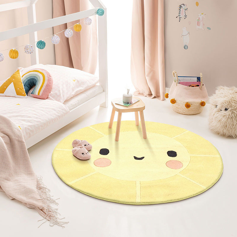 Casual Multi Color Lovely Rug Polypropylene Fairy Tale Carpet Indoor Rug Anti-Slip Backing Washable Rug for Kids Room Lemon Yellow Clearhalo 'Area Rug' 'Rug' 2244826