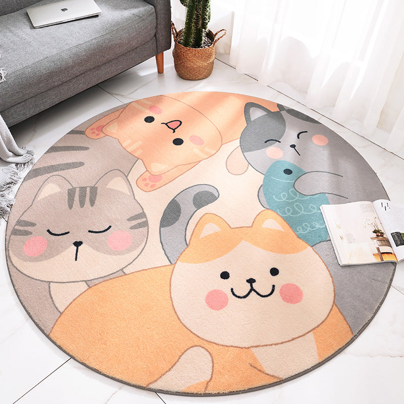 Cute Cartoon Print Rug Multi Color Polyster Carpet Washable Easy Care Non-Slip Indoor Rug for Kids Room Yellow-Red Clearhalo 'Area Rug' 'Rug' 2244892