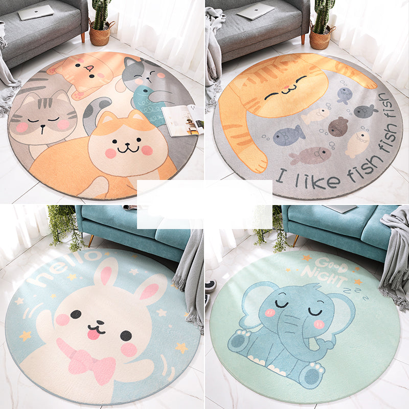 Cute Cartoon Print Rug Multi Color Polyster Carpet Washable Easy Care Non-Slip Indoor Rug for Kids Room Clearhalo 'Area Rug' 'Rug' 2244893