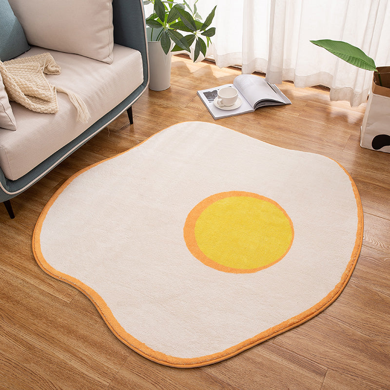 Novelty Shape Egg Print Rug Yellow Funky Indoor Rug Polypropylene Pet Friendly Easy Care Carpet for Decor Clearhalo 'Area Rug' 'Rug' 2244903