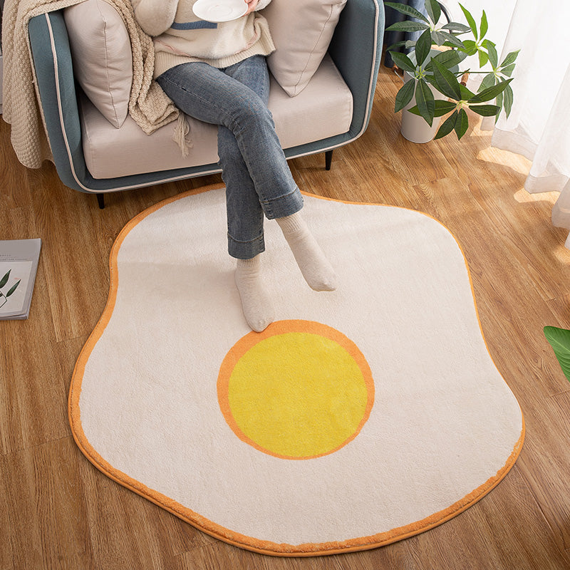 Novelty Shape Egg Print Rug Yellow Funky Indoor Rug Polypropylene Pet Friendly Easy Care Carpet for Decor Clearhalo 'Area Rug' 'Rug' 2244905