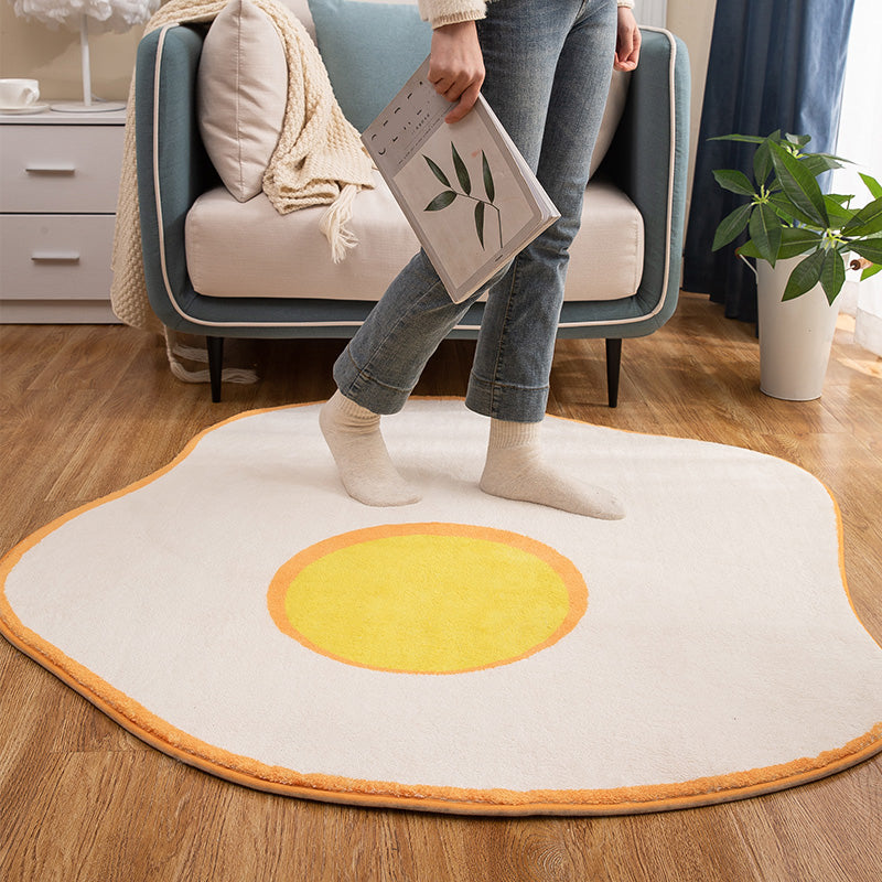 Novelty Shape Egg Print Rug Yellow Funky Indoor Rug Polypropylene Pet Friendly Easy Care Carpet for Decor Clearhalo 'Area Rug' 'Rug' 2244906