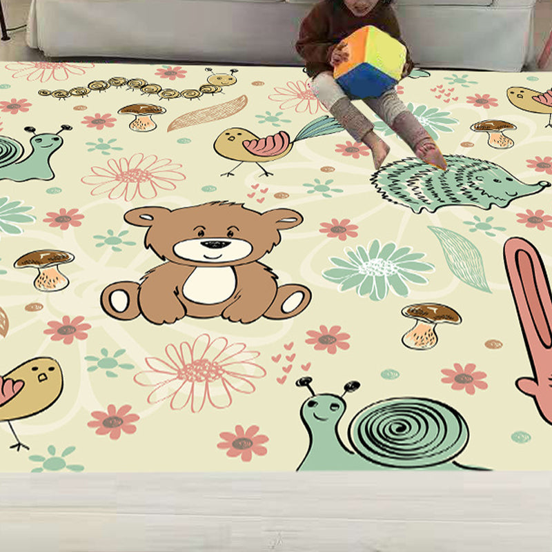 Cute Childrens Room Rug Multi Colored Cartoon Print Carpet Synthetics Anti-Slip Backing Easy Care Rug Beige Clearhalo 'Area Rug' 'Rug' 2244988