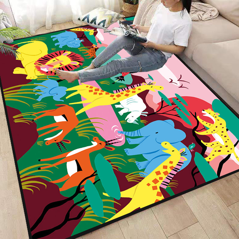 Cute Childrens Room Rug Multi Colored Cartoon Print Carpet Synthetics Anti-Slip Backing Easy Care Rug Clearhalo 'Area Rug' 'Rug' 2244998