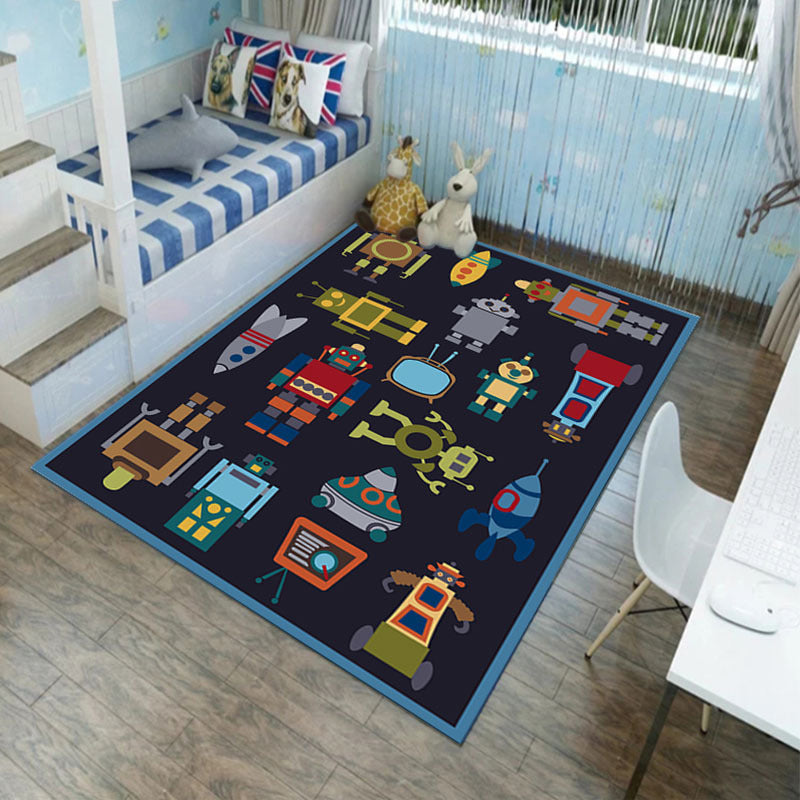 Multicolor Modern Rug Polyster Cartoon Carpet Pet Friendly Machine Washable Indoor Rug for Decoration Black Clearhalo 'Area Rug' 'Rug' 2245003