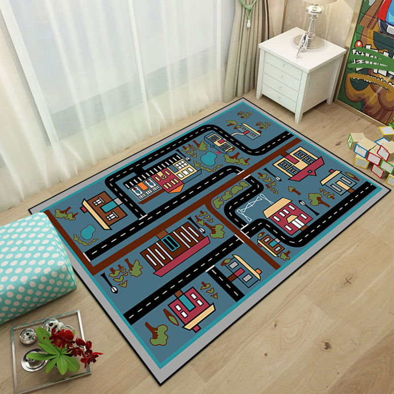 Multicolor Modern Rug Polyster Cartoon Carpet Pet Friendly Machine Washable Indoor Rug for Decoration Dark Gray Clearhalo 'Area Rug' 'Rug' 2245004