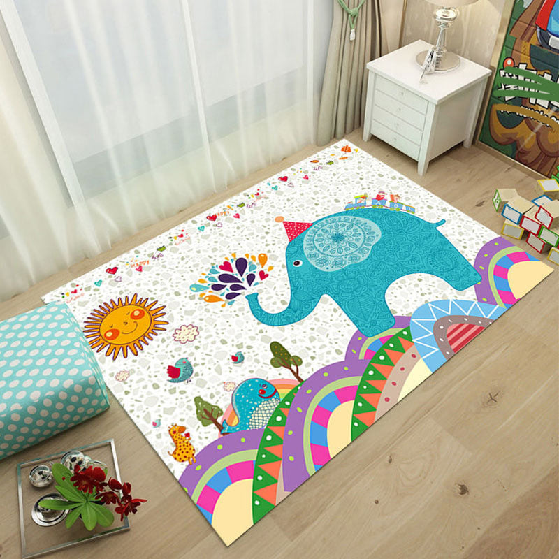 Multicolor Modern Rug Polyster Cartoon Carpet Pet Friendly Machine Washable Indoor Rug for Decoration Aqua Clearhalo 'Area Rug' 'Rug' 2245005