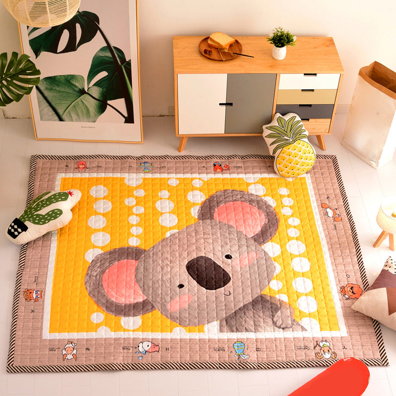 Multi Color Relaxing Rug Synthetics Cartoon Print Area Carpet Easy Care Pet Friendly Indoor Rug for Kids Room Yellow 4'9