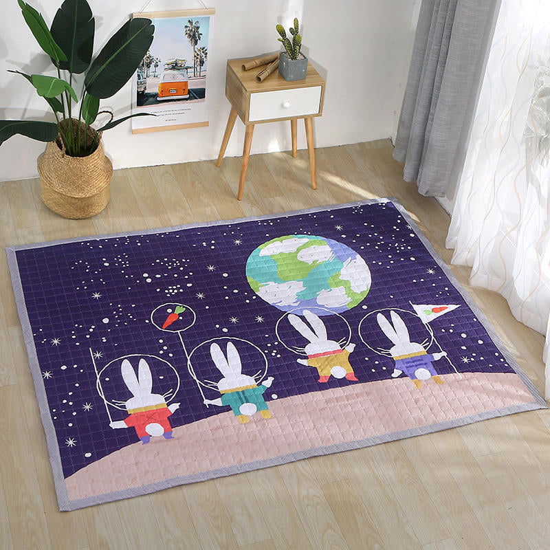 Simple Multi Color Modern Rug Polypropylene Cartoon Carpet Pet Friendly Easy Care Rug for Childrens Navy 4'9