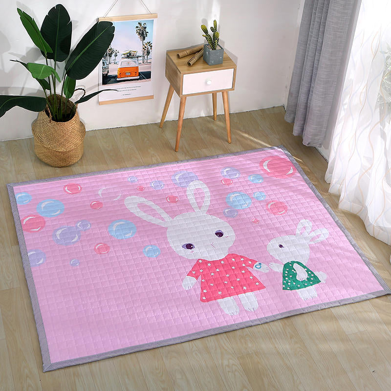 Simple Multi Color Modern Rug Polypropylene Cartoon Carpet Pet Friendly Easy Care Rug for Childrens Dark Pink 4'9