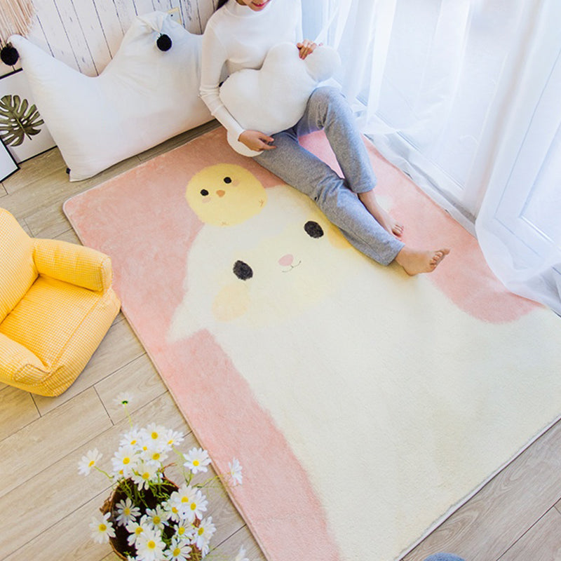 Simple Multi Color Cartoon Rug Polyster Comfort Area Carpet Easy Care Machine Washable Anti-Slip Rug for Kids Pink Clearhalo 'Area Rug' 'Rug' 2245142