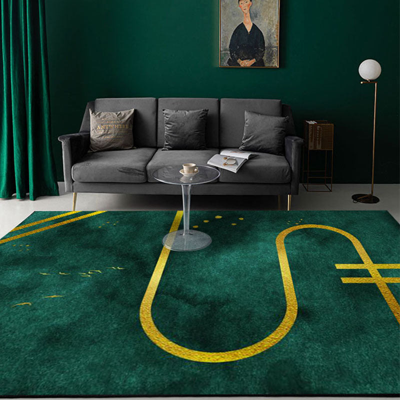 Contemporary Geometric Print Rug Multi Color Polypropylene Carpet Anti-Slip Backing Machine Washable Rug for Parlor Dark Green Clearhalo 'Area Rug' 'Rug' 2245270