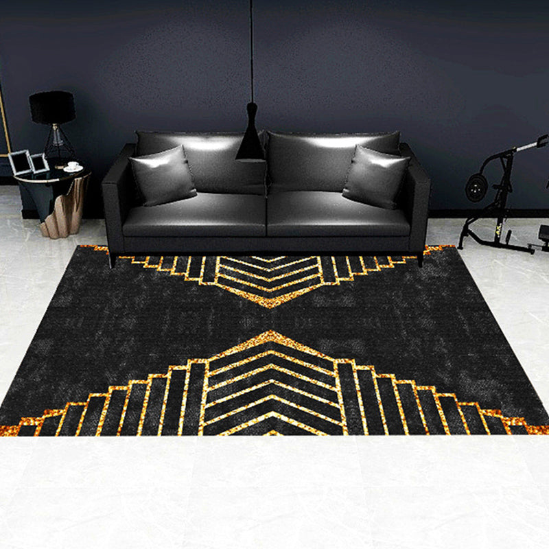 Modern Geometric Pattern Rug Multi Color Polyster Carpet Non-Slip Backing Pet Friendly Indoor Rug for Parlor Gold-Black Clearhalo 'Area Rug' 'Rug' 2245317