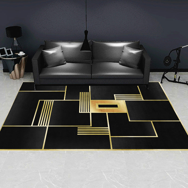 Modern Geometric Pattern Rug Multi Color Polyster Carpet Non-Slip Backing Pet Friendly Indoor Rug for Parlor Black Clearhalo 'Area Rug' 'Rug' 2245319