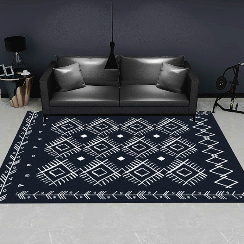 Modern Geometric Pattern Rug Multi Color Polyster Carpet Non-Slip Backing Pet Friendly Indoor Rug for Parlor Black-White Clearhalo 'Area Rug' 'Rug' 2245320