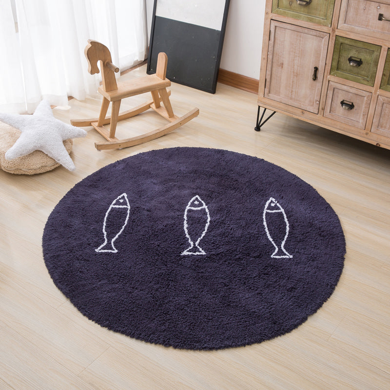 Cute Kids Room Rug Multi Colored Cartoon Area Rug Cotton Anti-Slip Backing Washable Carpet Black Clearhalo 'Area Rug' 'Rug' 2245388