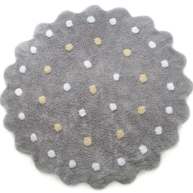 Simple Calming Rug Multi Colored Polka Dot Print Area Carpet Pet Friendly Non-Slip Backing Rug for Bedroom Grey 3'11