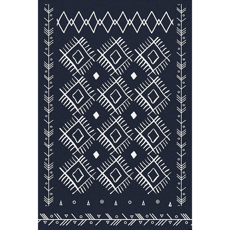 Boho Living Room Rug Multi-Color Geometric Pattern Carpet Flax Environmental Handmade Rug with Tassel Black Clearhalo 'Area Rug' 'Bohemian' 'Rugs' Rug' 2245417