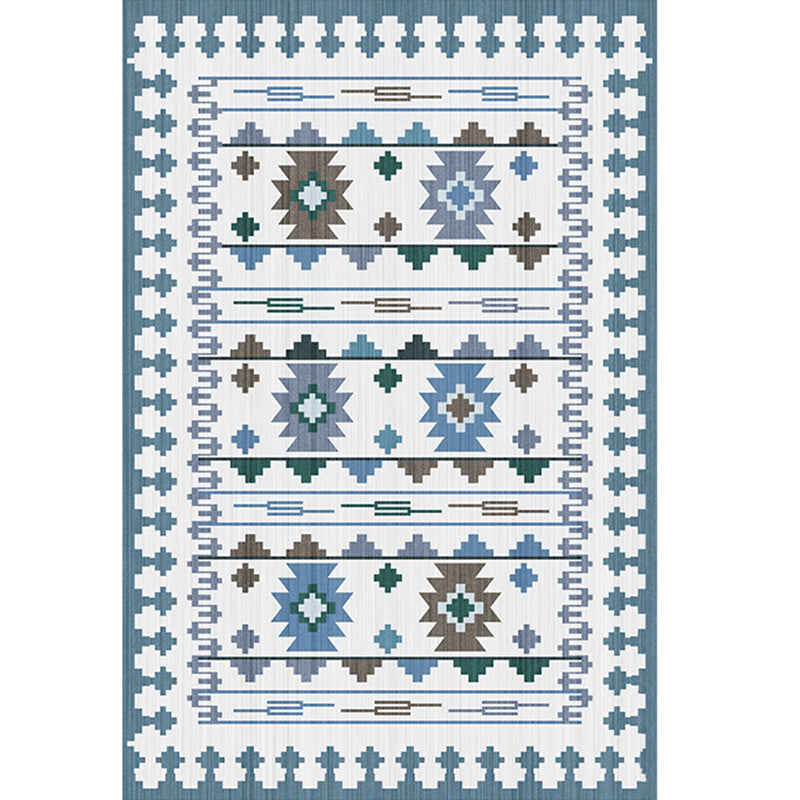 Boho Living Room Rug Multi-Color Geometric Pattern Carpet Flax Environmental Handmade Rug with Tassel Blue Clearhalo 'Area Rug' 'Bohemian' 'Rugs' Rug' 2245425