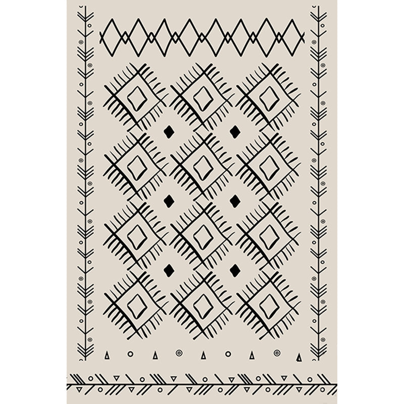 Boho Living Room Rug Multi-Color Geometric Pattern Carpet Flax Environmental Handmade Rug with Tassel Beige Clearhalo 'Area Rug' 'Bohemian' 'Rugs' Rug' 2245426