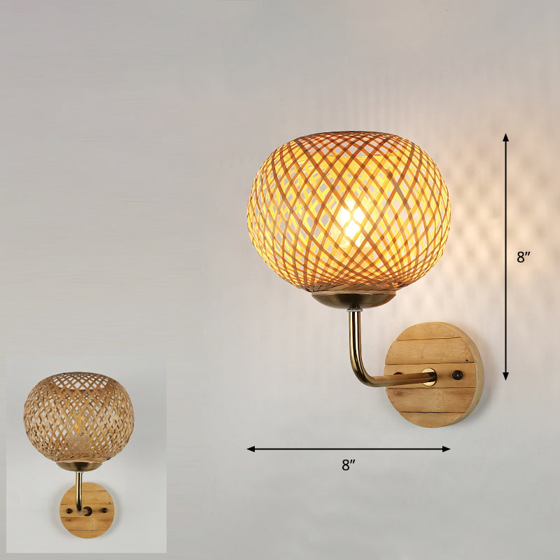 Handmade Wall Mount Light Modern Bamboo Single Wood Wall Light Fixture for Corridor Wood L Clearhalo 'Wall Lamps & Sconces' 'Wall Lights' Lighting' 2245481