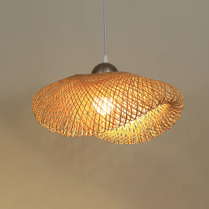 Wood Handwoven Pendant Lighting Contemporary 1��Bulb Bamboo Suspension Light Fixture Clearhalo 'Ceiling Lights' 'Pendant Lights' 'Pendants' Lighting' 2245537