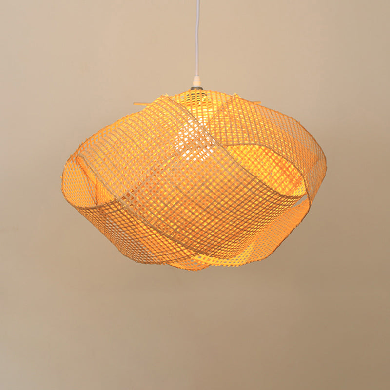 Wood Handwoven Pendant Lighting Contemporary 1��Bulb Bamboo Suspension Light Fixture Clearhalo 'Ceiling Lights' 'Pendant Lights' 'Pendants' Lighting' 2245539