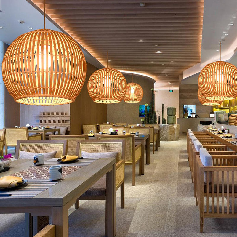 South-east Asia Globe Ceiling Light Bamboo Single Restaurant Hanging Pendant Light Clearhalo 'Ceiling Lights' 'Pendant Lights' 'Pendants' Lighting' 2245557