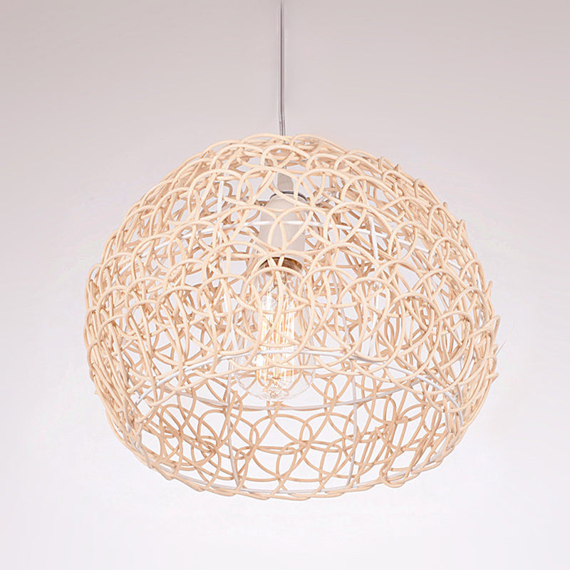 Dome Shade Pendant Light Contemporary Rattan Single-Bulb Restaurant Suspension Light Fixture Clearhalo 'Ceiling Lights' 'Pendant Lights' 'Pendants' Lighting' 2245567